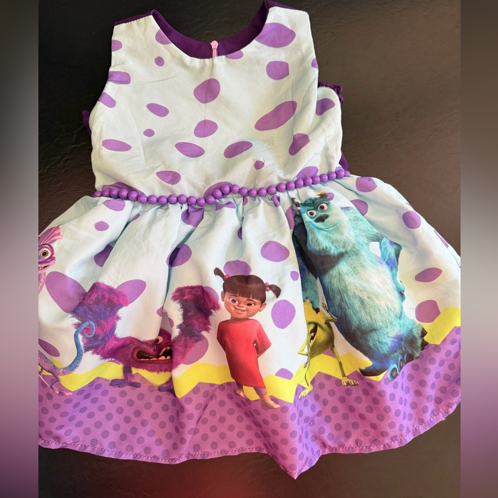 Girls Monsters Inc Purple Polka Dot Character Dress